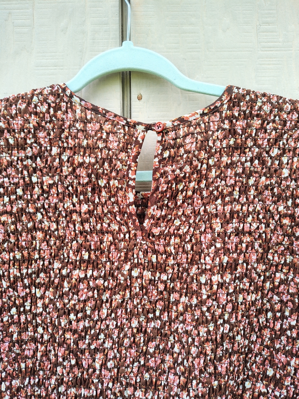 Live 4 Truth Rust Ditsy Floral Smocked Peplum Blouse Balloon Sleeves Lightweight - Picture 5 of 8